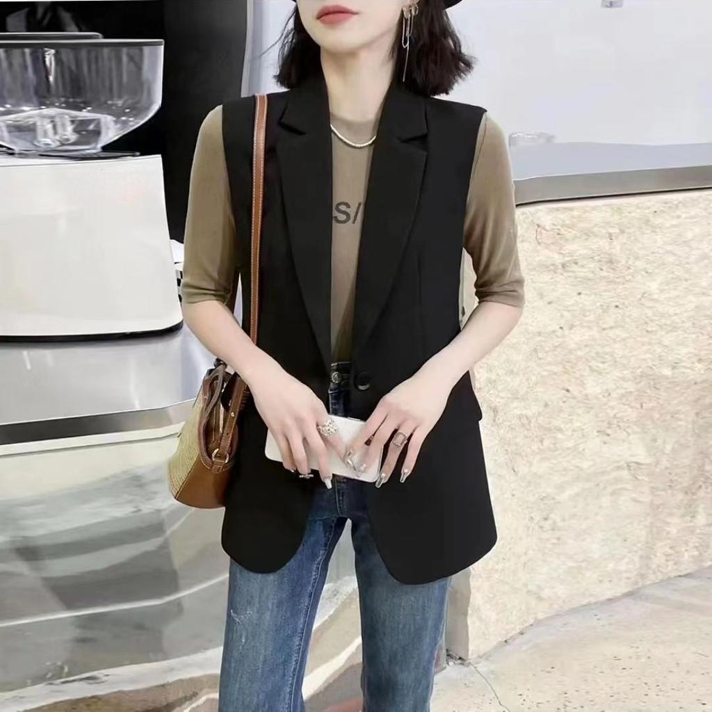 Fasjonabel og elegant dressvest med splittkantdesign Slim fit jakke