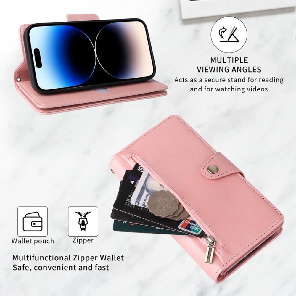 Zipper Wallet Phone Case for IPhone 15 14 13 12 11 Pro Max Mini XS XR X 7 8 Plus SE   Card Slots Strap Leather Cover