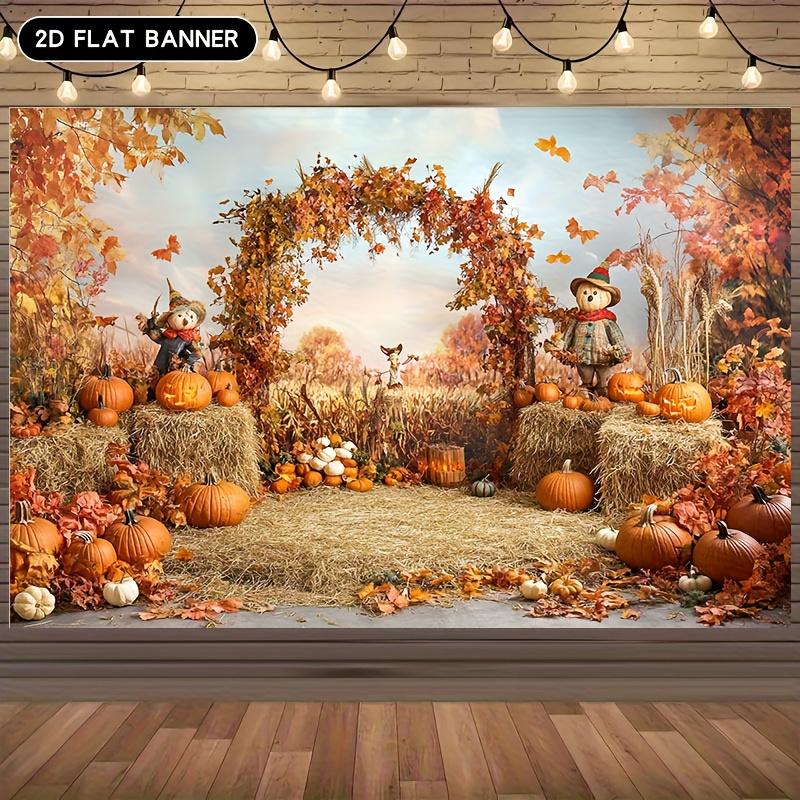 2D plane 1 piece of harvest pumpkin background fabric - Autumn scenery suitable for photo background and family celebrations