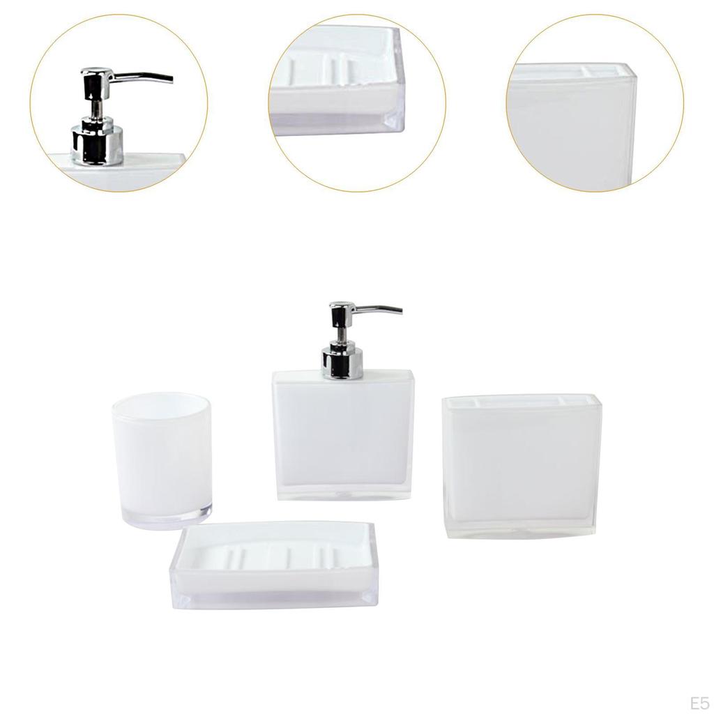 4 Pieces Cup Toothbrush Holder Set Lotion Dispenser Organizer Toiletries Mouthwash Bathroom