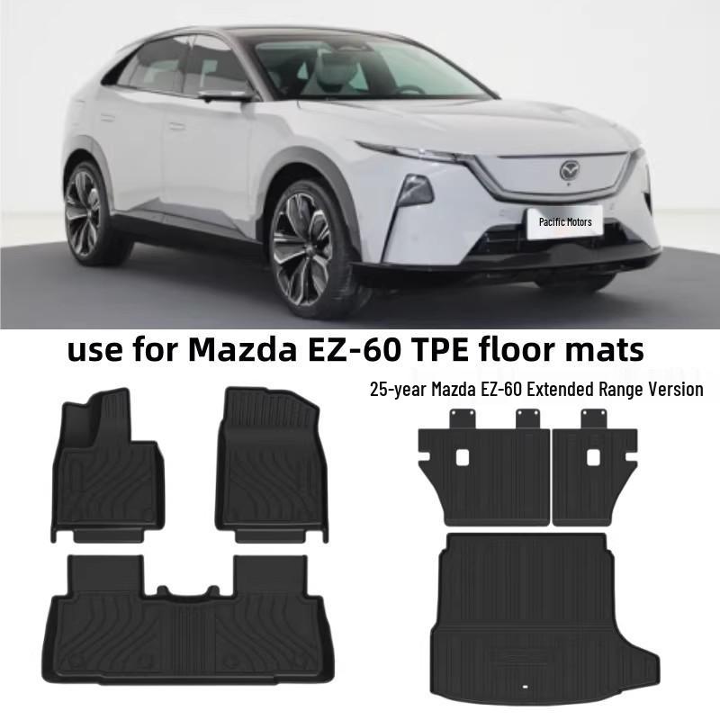 Mazda 25 EZ-60 Extended Range TPE Floor Mats & 3D All-Weather Trunk Mat with Starry Sky Blanket & Carbon Fiber Texture