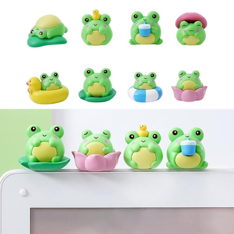 8 Piece Creative Miniature Plastic Frogs Animal Sculpture For Home Office Tabletop Decors Garden Landscape Ornaments