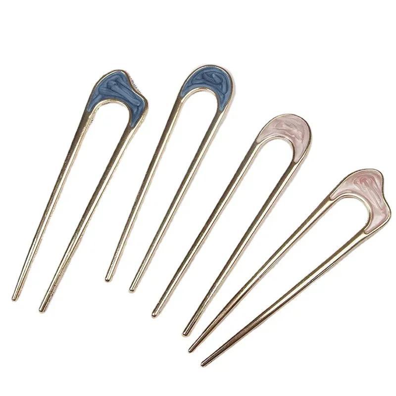 Metal Hairpin Modern Fork Hair Stick U-shaped Hairpin Chinese-style Hair Ornament Women Hair Clips