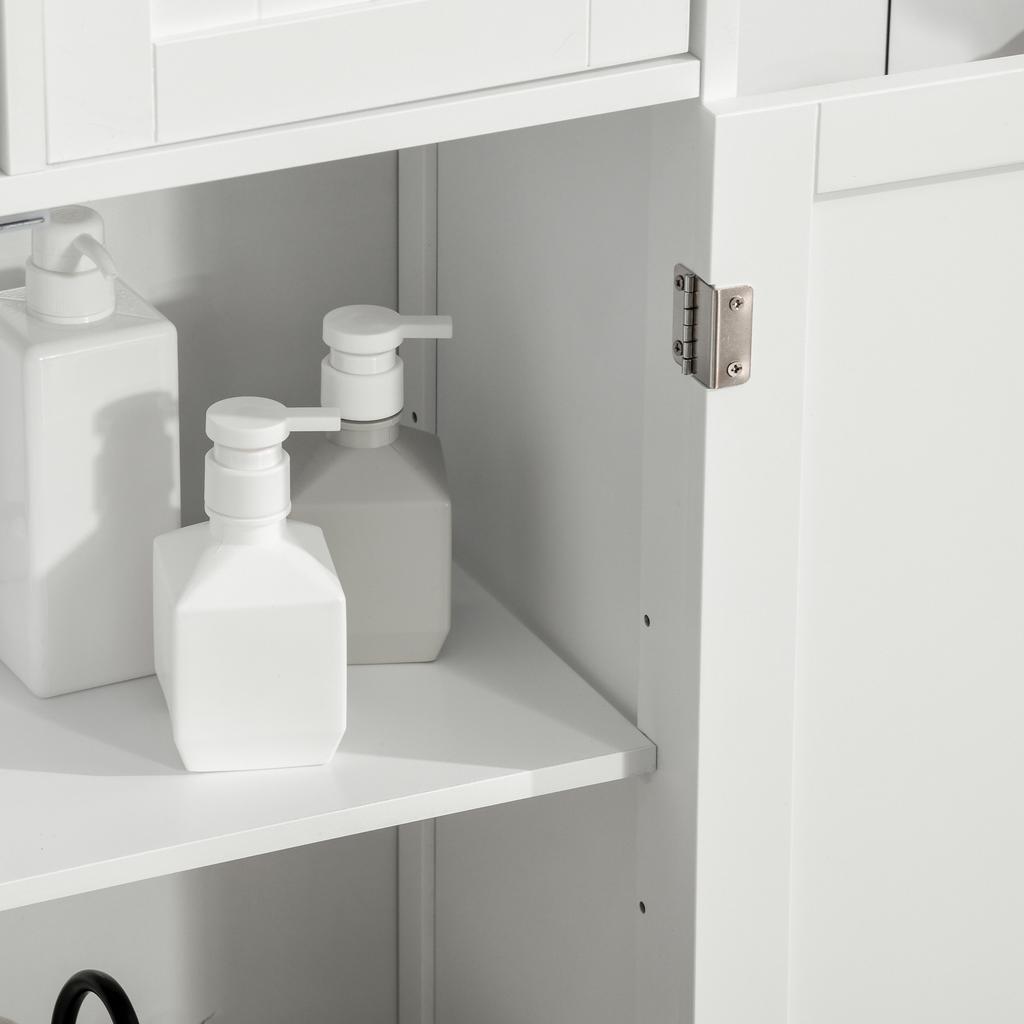 Bathroom Cabinet, Free Standing Bathroom Storage Cabinet with 2 Drawers and Adjustable Shelf, Small Bathroom Storage Unit, White