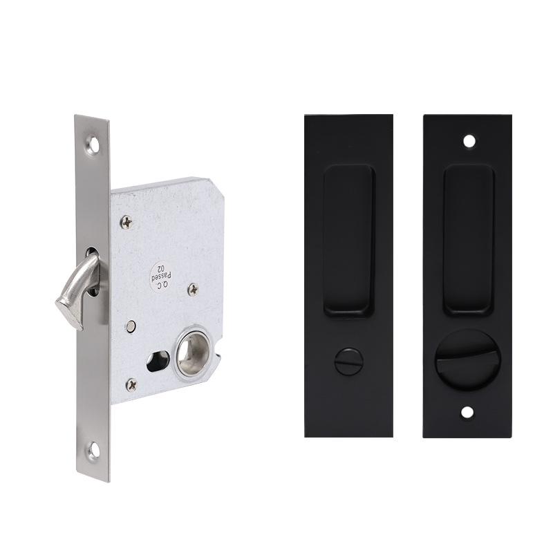 Quadratisches Edelstahl-Schiebetürschloss mit Druck-Zug-Mechanismus und verdecktem Griff für Badezimmer-/Falt-/Balkontüren