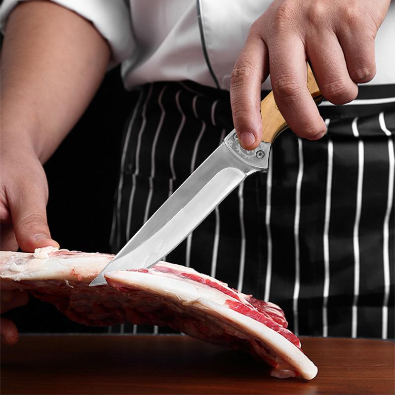 Filetiermesser Fisch Obst Ausbeinmesser Hackmesser Fleisch Gemüse Küchenmesser Geschmiedete Klinge Metzgermesser Holzgriff Koch Allzweckmesser