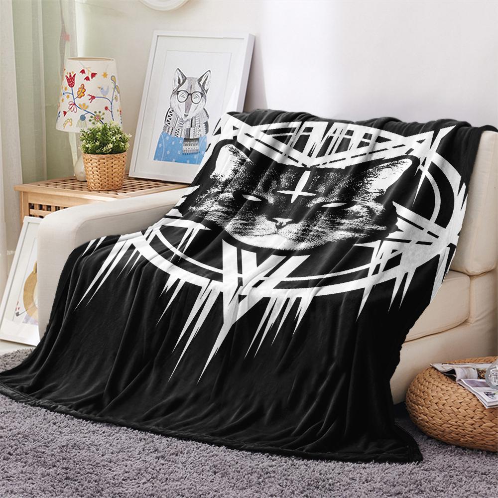 1PC Satan Symbol Print Flannel Blanket, High quality All Seasons, Home Decor, Warmth and Comfort, Perfect for Christmas Gifts