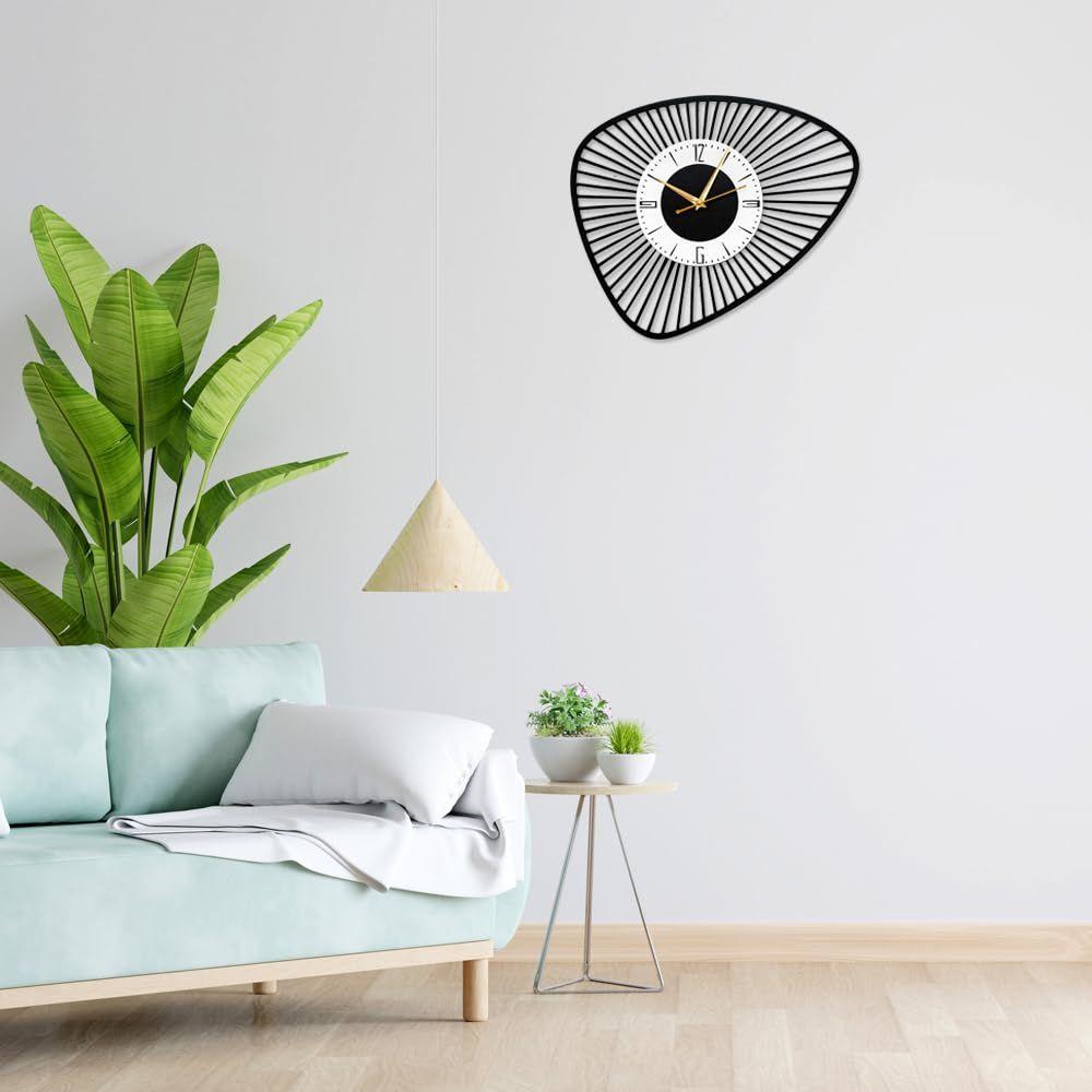 Irregular Asymmetrical Metallic Analog Wall Clock for Home, Office, Living Room, Bedroom, Kids Room & Kitchen
