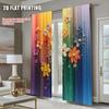 2Pcs Artistic Floral Printed Window Curtains Polyester Material Rod Pocket Design Drapes For Bedroom Living Room Office