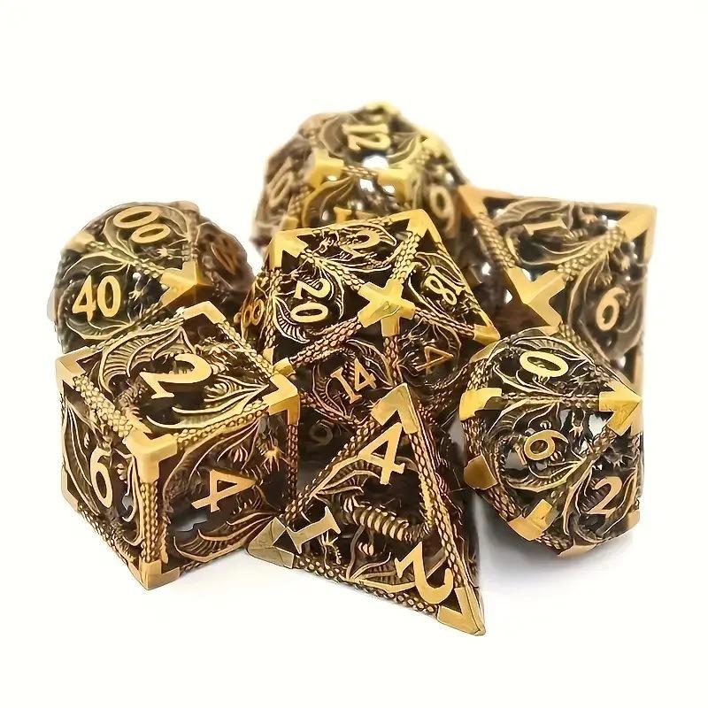 Set di Dadi Metallici Vuoti D&D Dadi Metallici Vuoti D&D 7 Pezzi Dadi Poliedrici