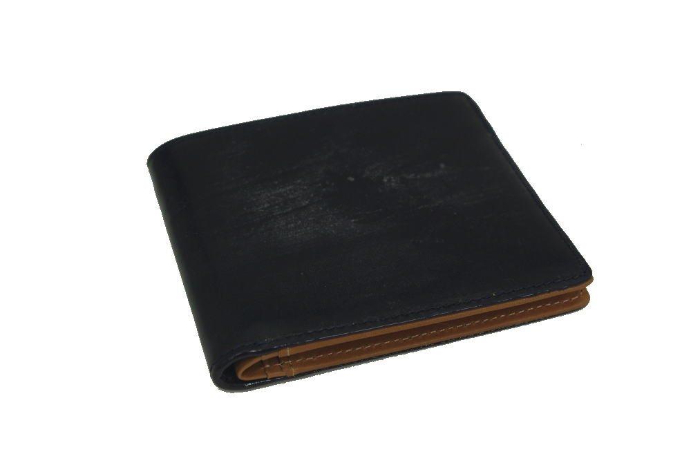 

[Saint Cuir BRIDLE LEATHER] British Thomas Bridle Leather and Tanned Leather Bifold Card Wallet (No Coin Compartment, Pure Bill Compartment) (Dark