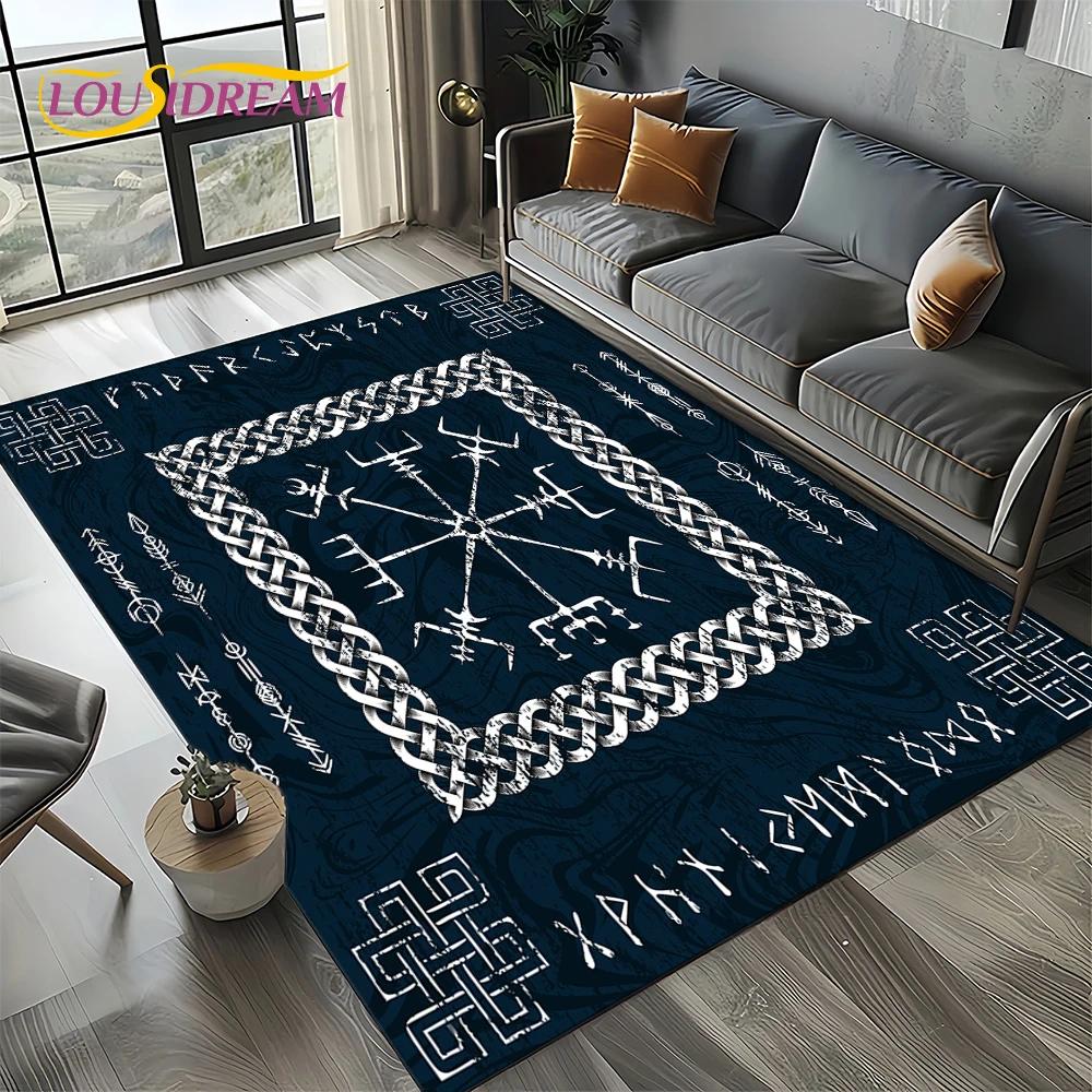 Odin Viking Symbol Valknut Nordic Valhalla Carpet Rug for Living Room Bedroom Home Sofa Decoration,Area Rug Non-slip Floor Mat