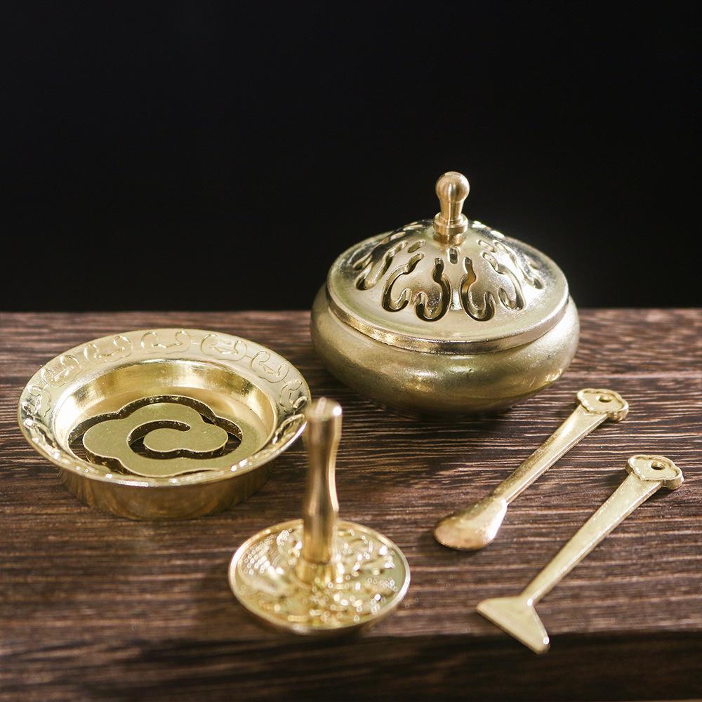 Antique Style Mini Incense Burner Set with Traditional Handmade Design