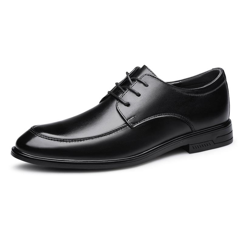 High Quality Men's Leather Casual Shoes Classic Brown Versatile Office Business Shoes Men's Banquet Dress Shoes Lace Up Style