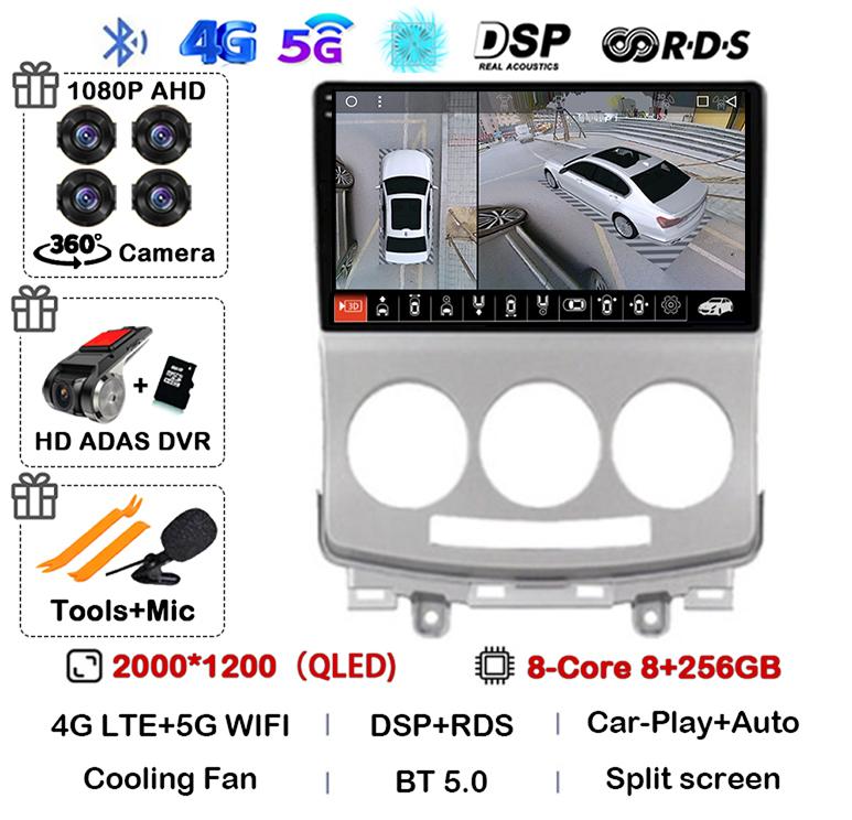 Android 14 Carplay Auto Car Radio For Mazda 5 2005 2006 2007 2008 2009 2010 GPS Multimedia Player Stereo Head Unit Audio WIFI+4G