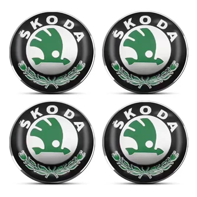 Msdf2 4pcs 56mm Car Emblem Wheel Hub Caps Center Cover Sticker Decoration For Skoda Octavia Superb Rapid Kodiaq Karoq Fabia Roomster