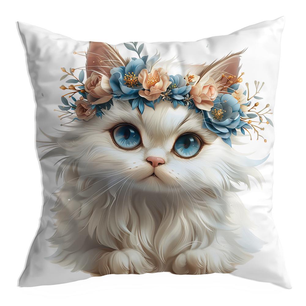 New White Cat Dream Print Pillowcase Atmosphere Decorative Cushion Pillowcase