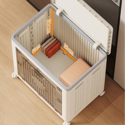 Foldable Wardrobe Storage Box with Wheels Clamshell Design Clothes Storage Basket Plastic Dust Proof Toy Storage Box