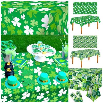 Sf. Față de masă pentru petrecerea de Ziua Patrick, decor irlandez, față de masă din plastic de unică folosință, consumabile de decorare
