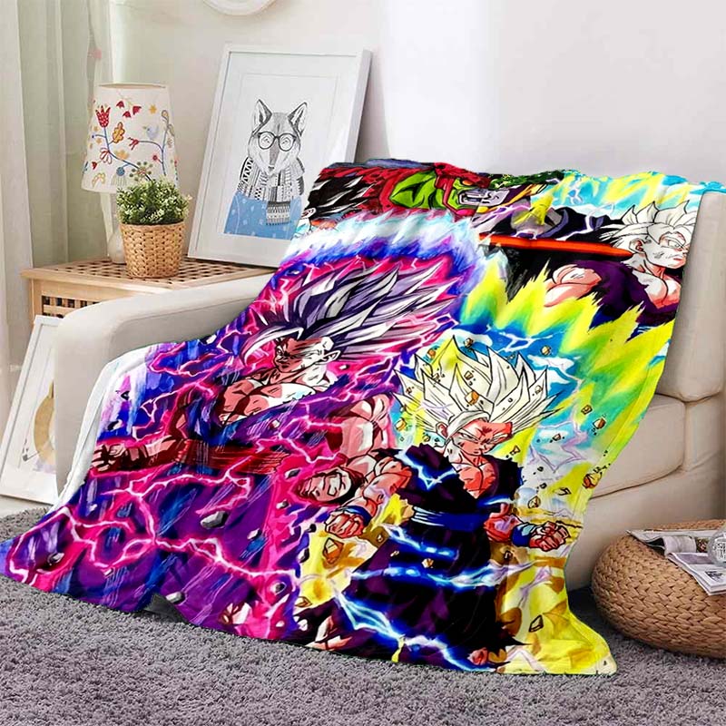 Dragon Ball Anime Print Blanket, Warm and Comfortable Flannel Blanket, Suitable for Bedrooms, Sofas, Beds, Chairs, Picnics, and