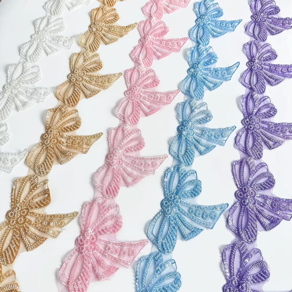 Three-Dimensional Embroidery Bead Bow Lace Diy Handmade Dress Cloth Sticker
