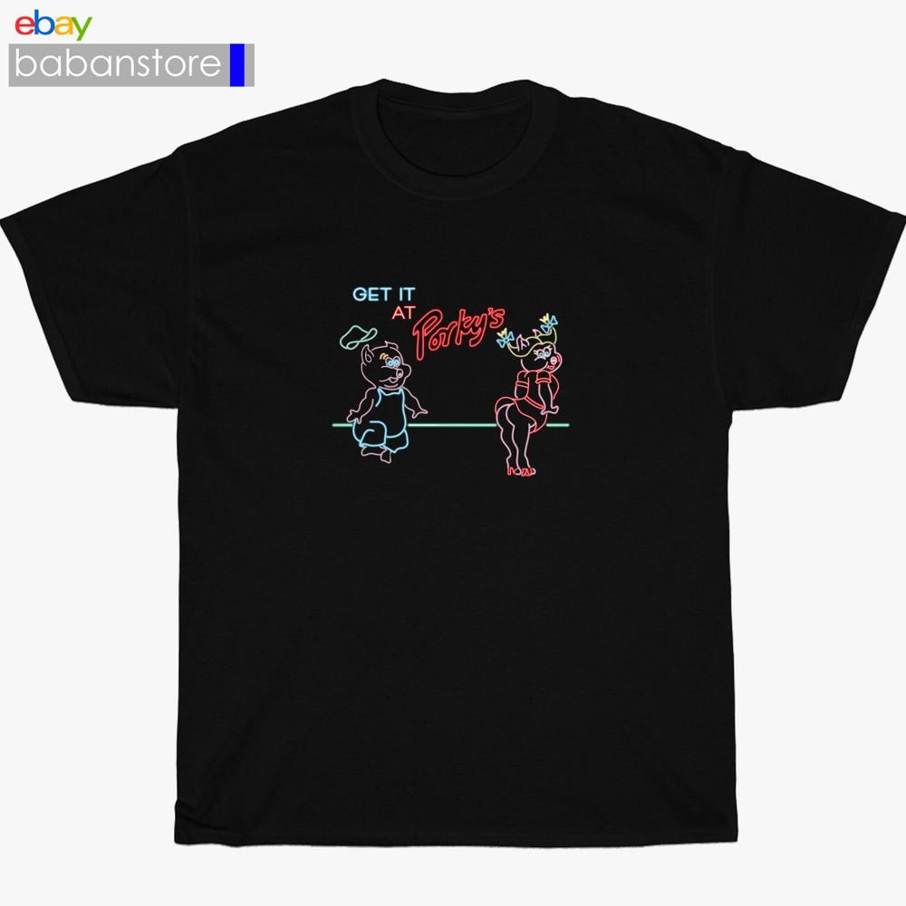 

New Get It At Porky#039;s Comedy Logo Black/White/Gr wbr/ ey/Navy TShirt Size S5XL Unisex T-Shirt M