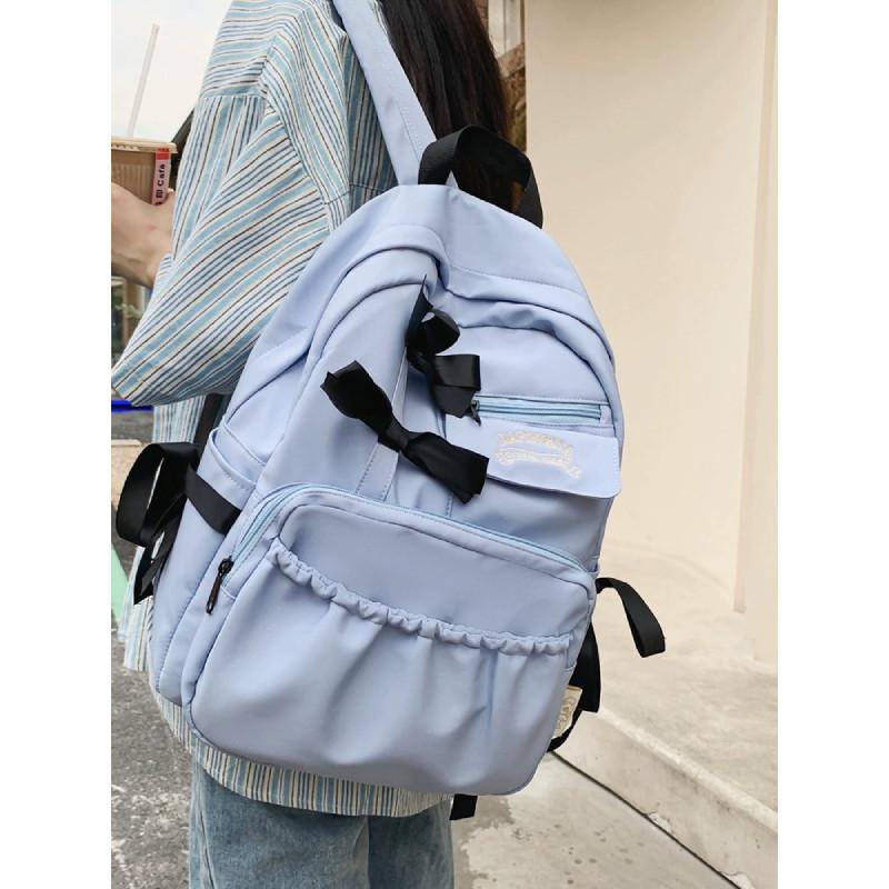 Bowknot Backpack Student Breathable Schoolbag Laptop Bag Outdoor Gift Portable