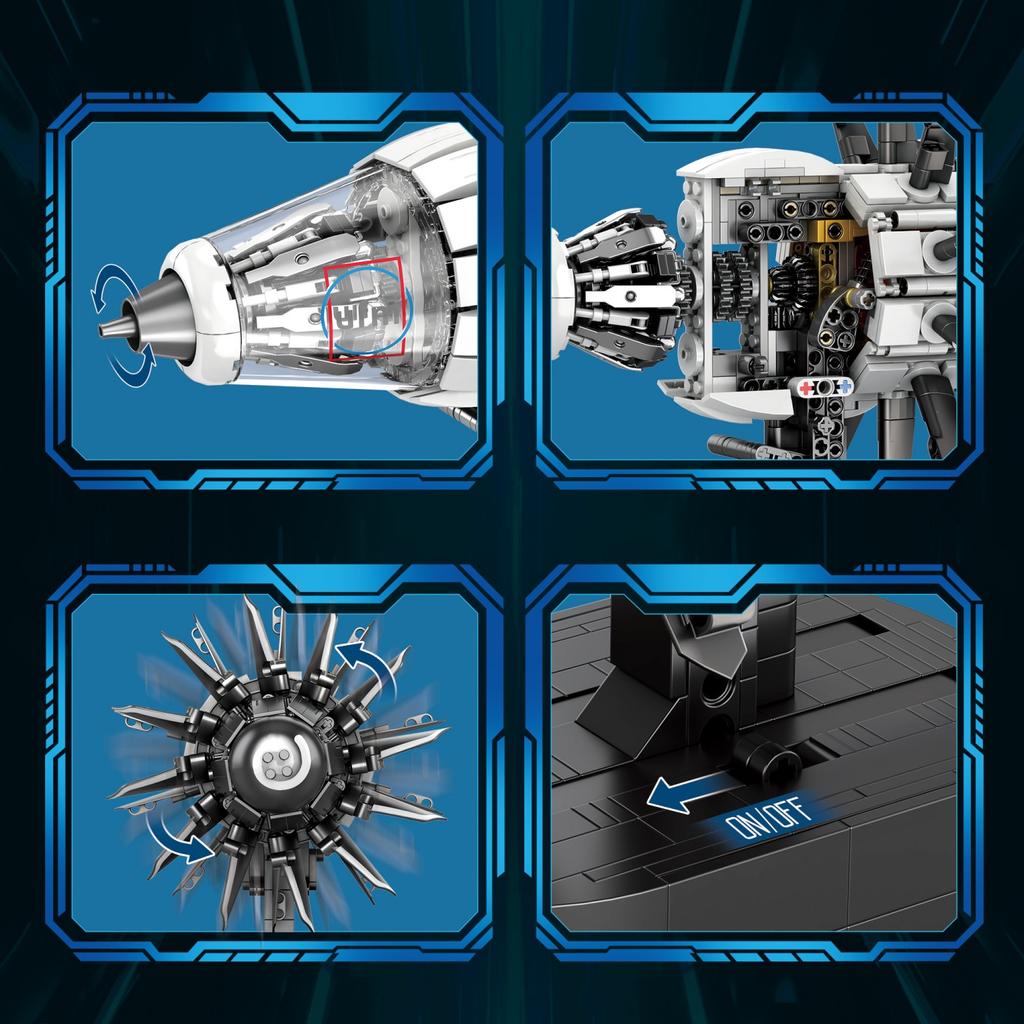 1351PCS Aircraft Engine Building Blocks Technology Electronic Model Bricks Desktop Ornaments Kids Educational Toys Holiday Gifts