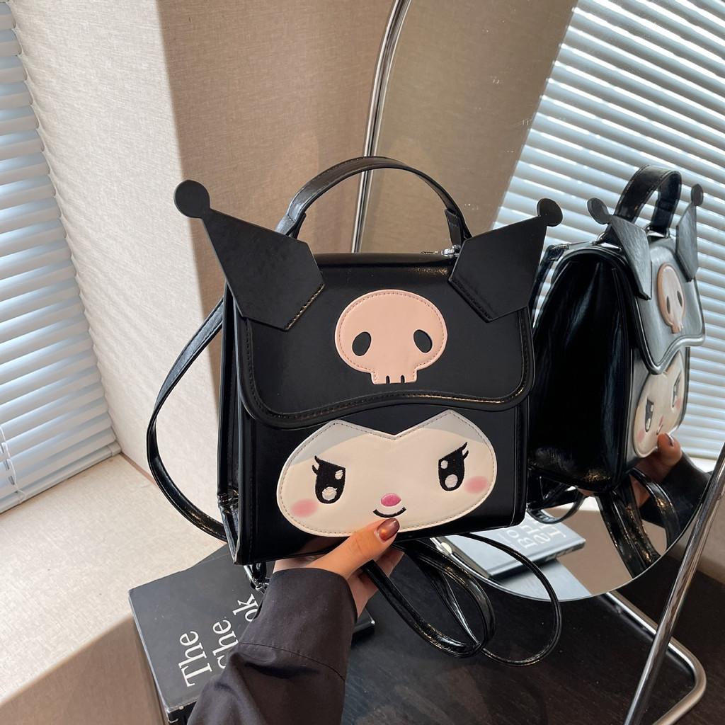 Kuromi Cute Girl Backpack Pu Material With Zipper Closure For Daily Use