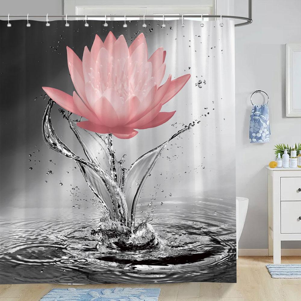 

Aqua Blue Roses Shower Curtain Pretty Flower Drops Fresh Elegant Printed Pattern Polyester Fabric Shower Curtains Bathroom Decor W60H190(CM)-1 Pcs