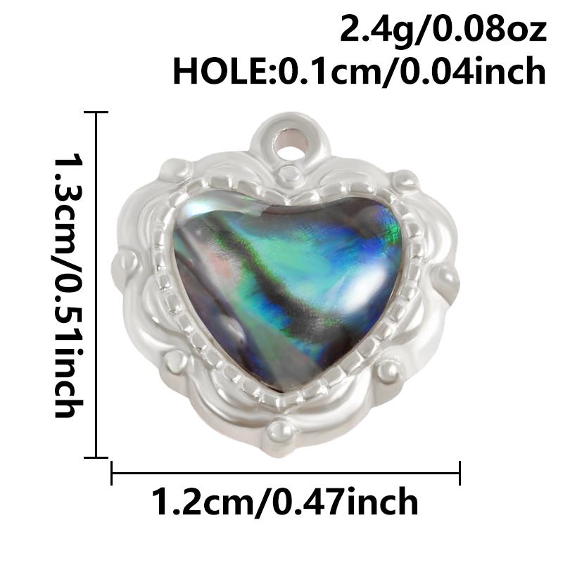 

Silver Color Fashion Abalone Shell Cloud Heart Round Charm Enamel Stainless Steel Pendants For Jewelry Making DIY Beach Pendant
