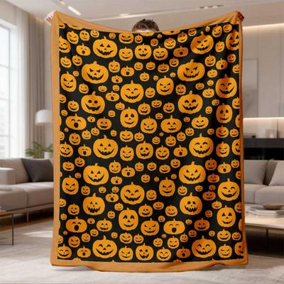 2026 Latest Flannel Blanket 1pc Fun Pumpkin Theme Flannel Blanket, Suitable for Gift Blanket, Suitable for Sofa, Living Room Nap Blanket, for Outdoor 