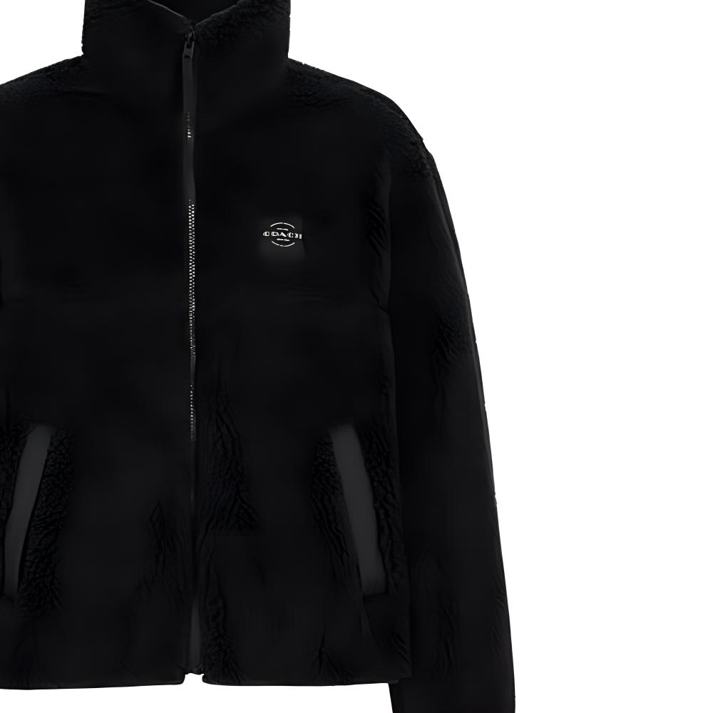 Coach Logo Letter Zipper High Neck Fleece Jacket Men jackets Black CT735-BLK