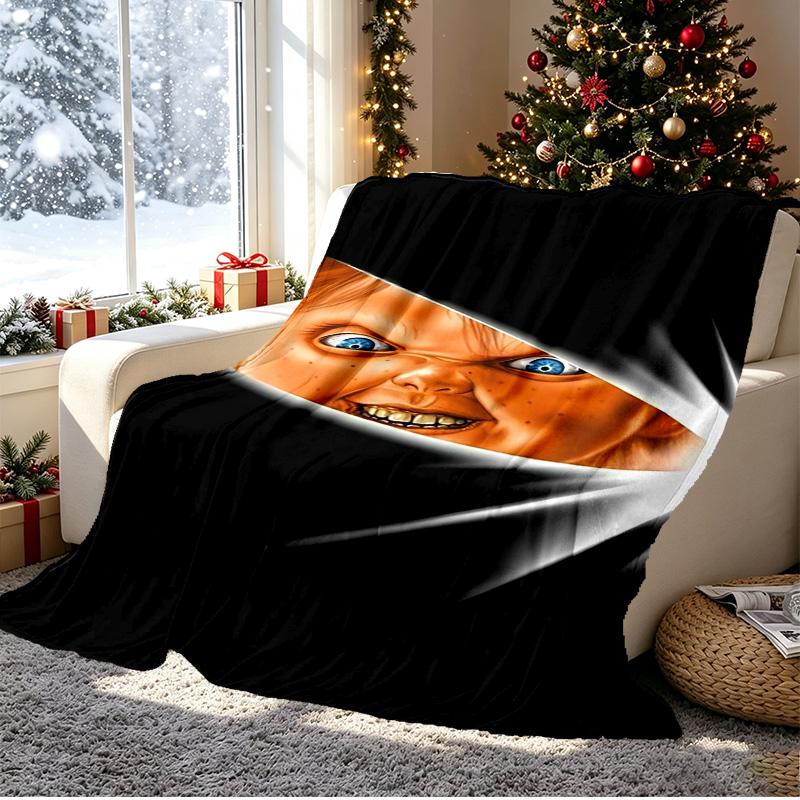 Chucky Pattern Blanket for Home Decoration, Bed, Sofa, Car Travel, Camping, Suitable for All Seasons, Birthday Christmas Gift