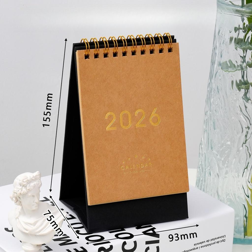 1pcs 2026 Vintage Kraft Paper Desk Calendar, Thick Monthly Grid for Office & Home, Efficient Planning & Decor, Calendars