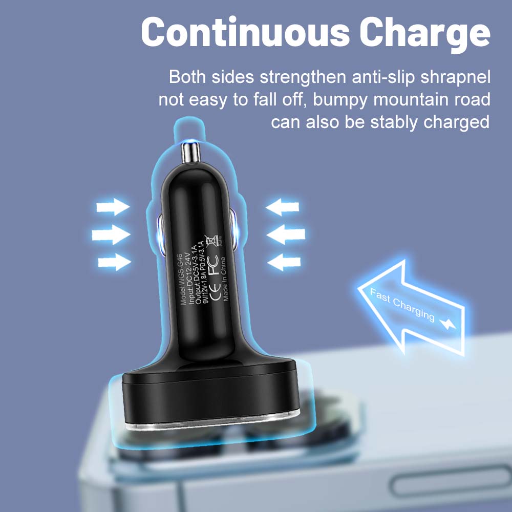 100W Car Charger PD QC3.0 6 Ports Fast Charging Adapter for IPhone USB Type C Socket Charger