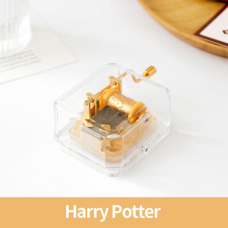 1pc Mini Creative Acrylic Music Box Hand Windup Metal Movement Octave Box Transparent Birthday Valentine's Day New Year Gift