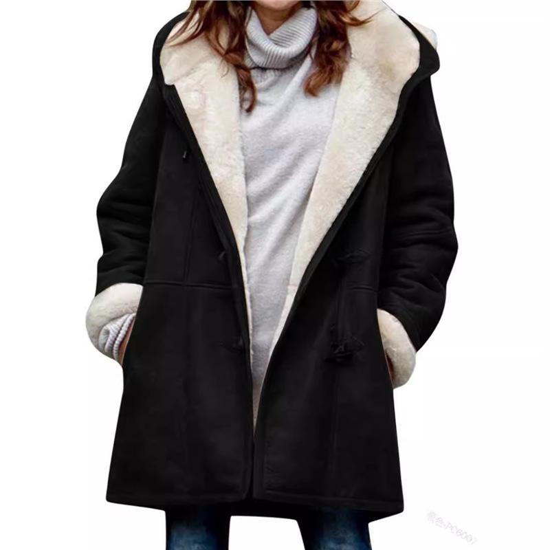 Spot Autumn and Winter New European and American Tops, Plush Collar Pockets, Women's Jackets Are Fashionable and Elegant