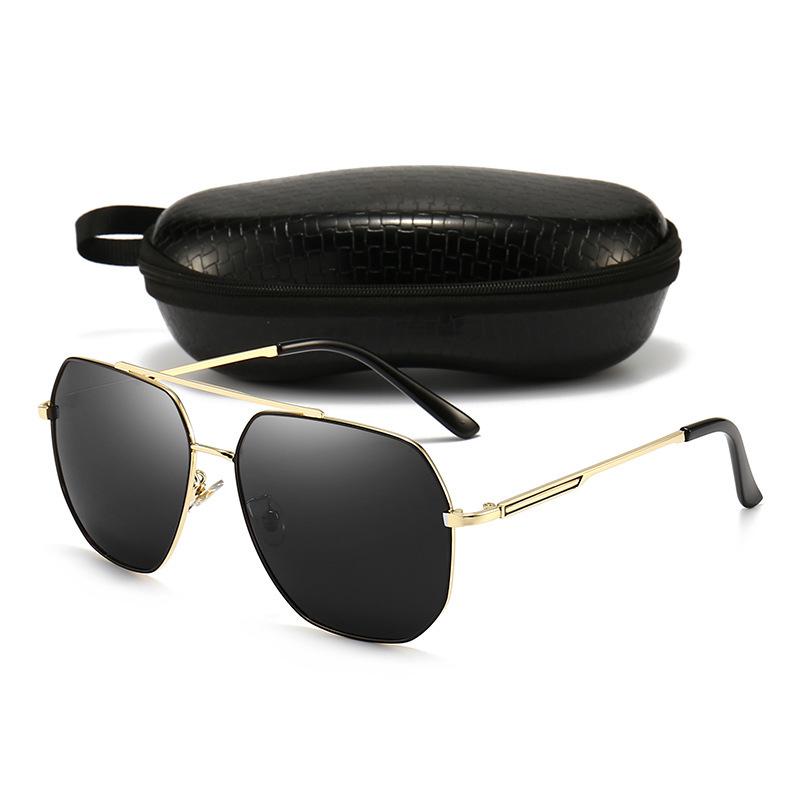 Polarized, Sunglasses Men'S Retro Toad Sunglasses High Definition Polygon Double Beam Tide Metal Ins Fashion