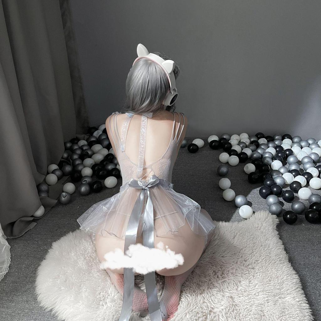 Sheer Fairy Lingerie Set: Mesh Skirt & Cute Bodysuit for Women