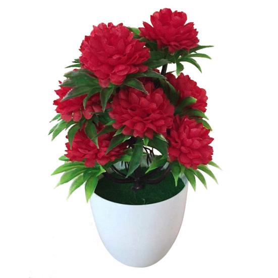1Pc Artificial Chrysanthemum Bonsai Potted Plant Landscape Home Floral Decor AVE