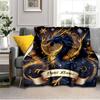1PC Custom Name Ethereal Dragon Fantasy flannel blanket versatile, all-season throw suitable for the living room, bedroom, camping, travel, and gift