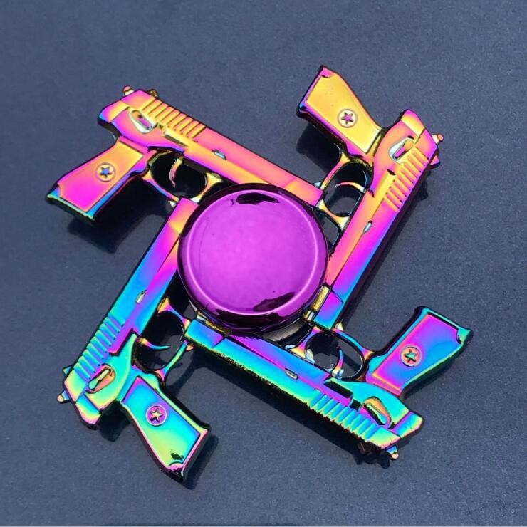 Colorful Zinc Alloy Fidget Spinner: Black Tech Stress-Relief Toy for Students and Kids.