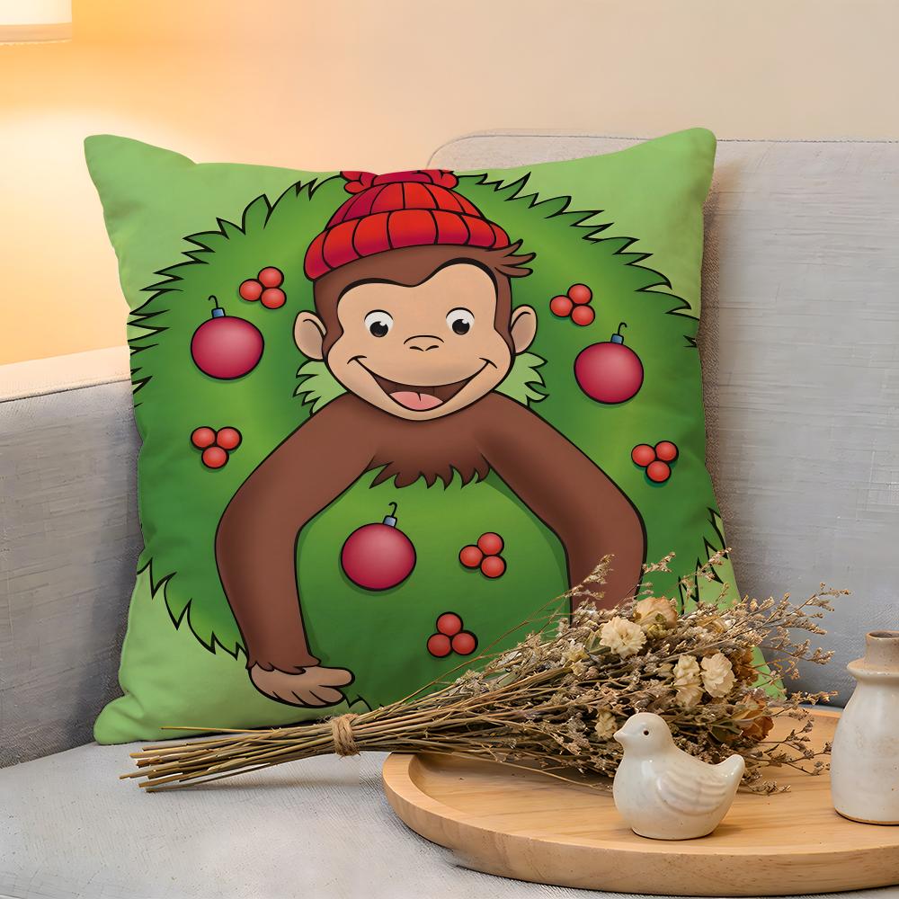 Cushion Cover Linen SkinFriendly Soft Decorative Case for Sofa Home Decor MONKEY CARTOON CCurious GeorgeS Pillow cover