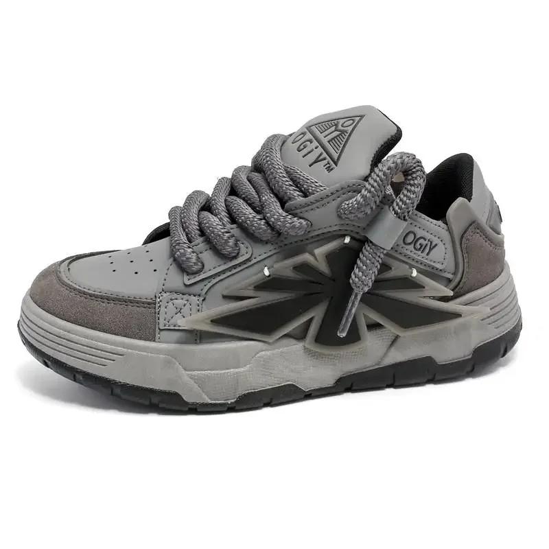 Scarpe Sportive da Uomo High Street Grigio Moda Stile Retrò Americano Sneakers Casual con Zeppa da Donna Nicchia Traspiranti Calzature da Uomo