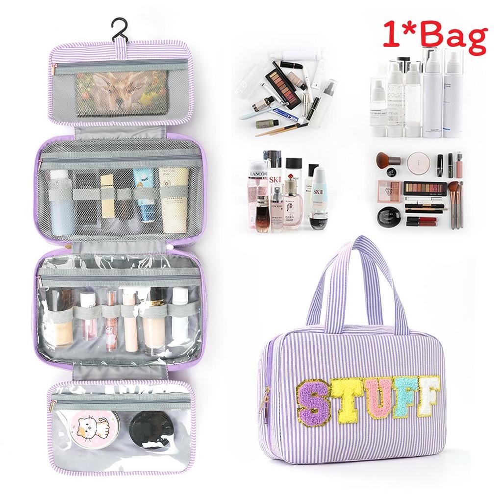 Large Capacity Makeup Bag With Dry Wet Separation For Travel And Daily Use