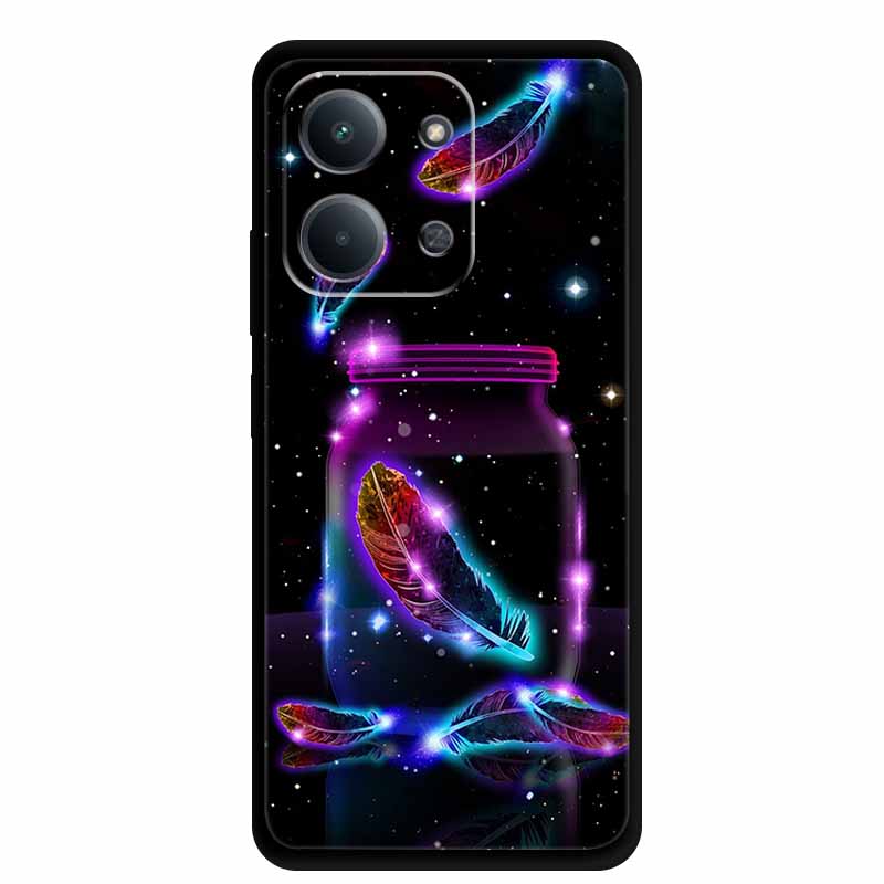 Case For Xiaomi Redmi 15C 5G European Colorful Flower Black Soft Silicone TPU Phone Case For Redmi 15C 4G Shell ProtectionBumper