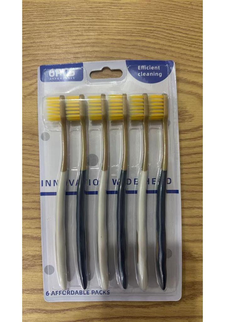 Shanmu Soft Bristle Wide-Head Toothbrush, 6-Pack for Adults, Gentle Gum Protection