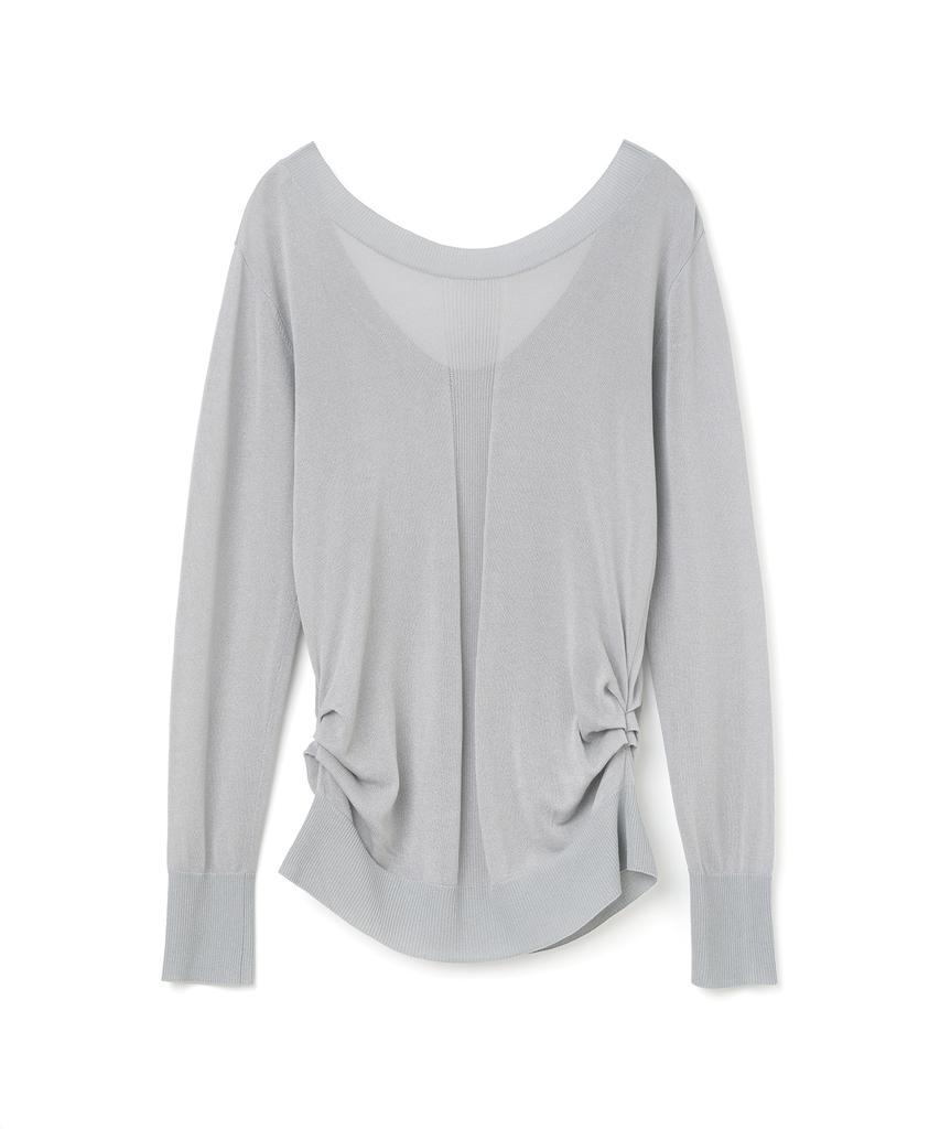 MILLO WOMEN Sheer Loose Fit Knit Top [Cool Grey]
