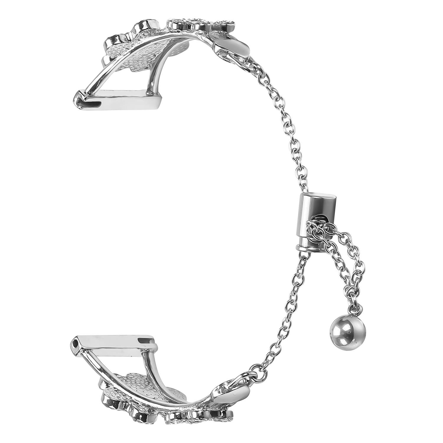 

For Gabb Watch 2 Metal Band Heart Clover Decor Watch Strap Silver